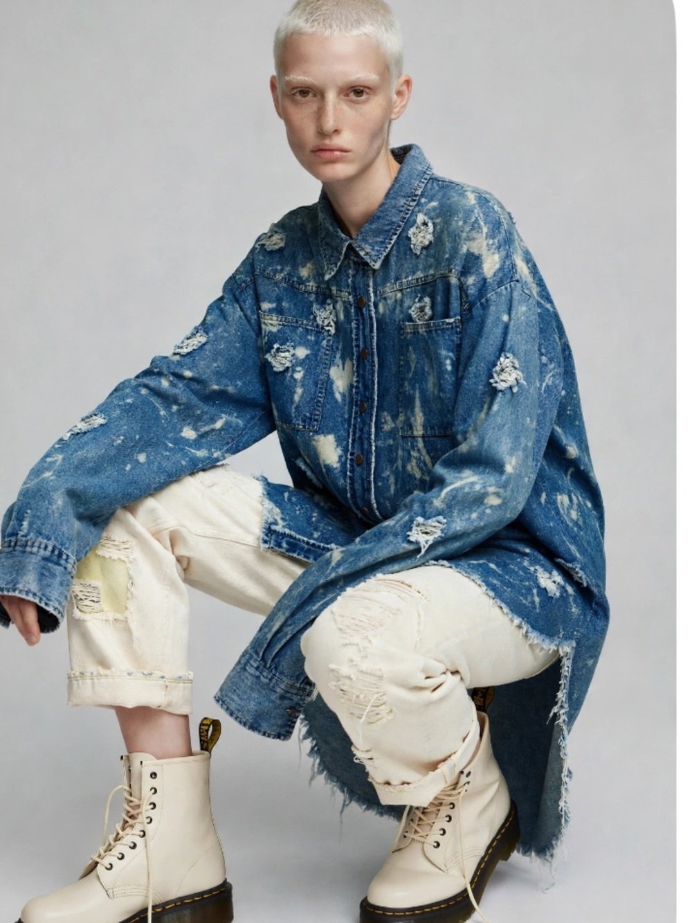 Oli and Hali tencel distressed oversized shirt